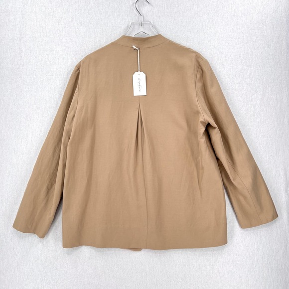 ENZA COSTA Twill Belted Jacket Womens Small Clay Tan Linen Blazer Wrap NEW - Picture 8 of 16